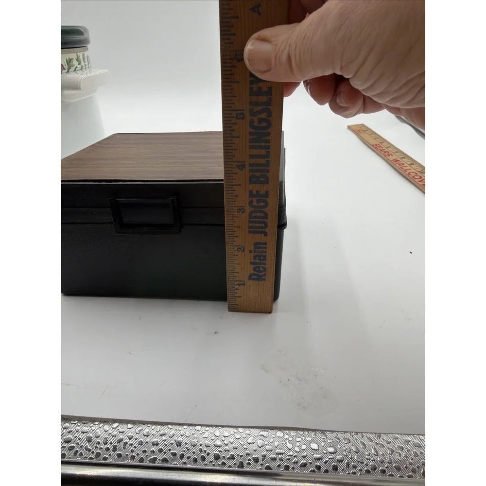 Vintage Evco Plastic File Box Black With Brown Top